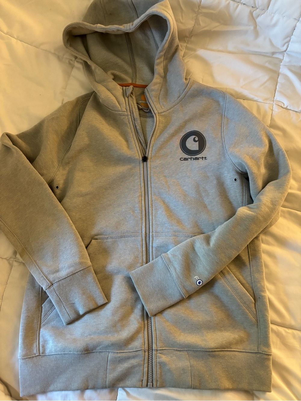 Carhartt Women’s Light Gray Full-Zip Hooded Sweatshirt